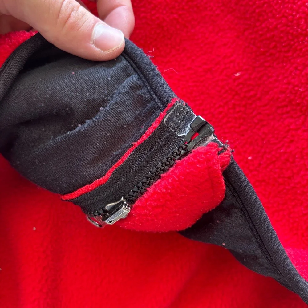 Vintage‎ 90s The North Face Denali Fleece Jacket XL Red Black Made in USA